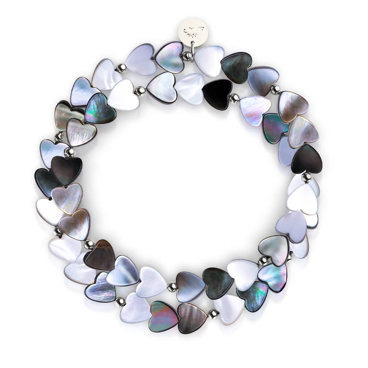 Schwarzes Perlmutt | 925er Sterlingsilber | Herz-Wrap